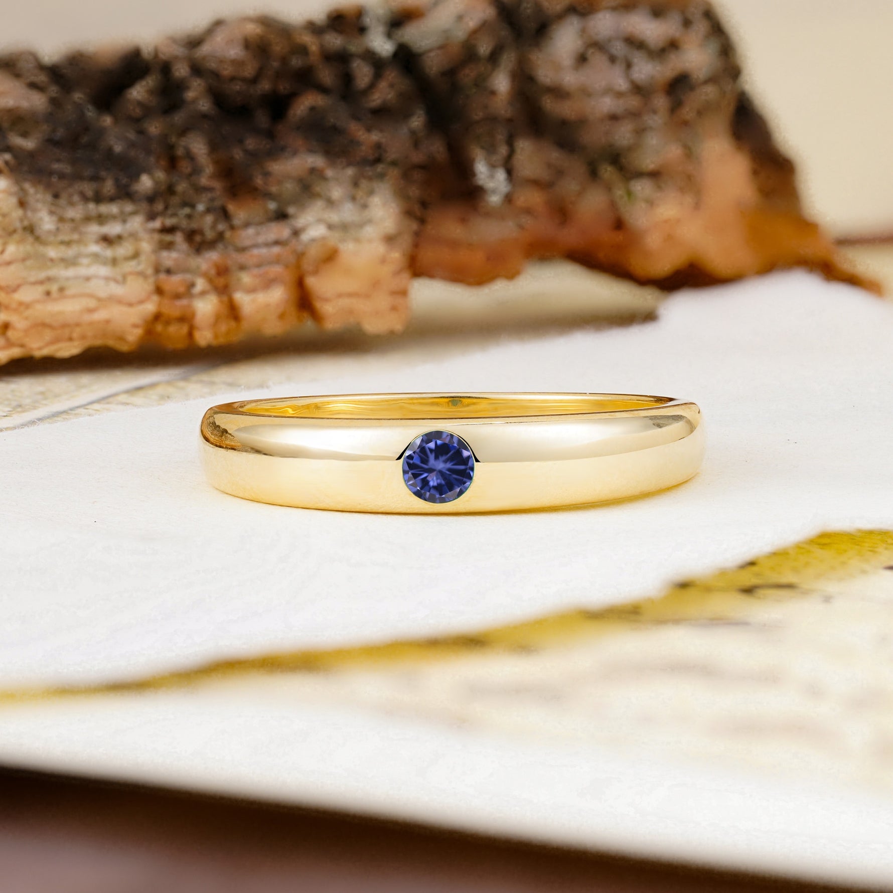 Classic Retro Embedded Round Cut Tanzanite Wedding Ring - Additional view