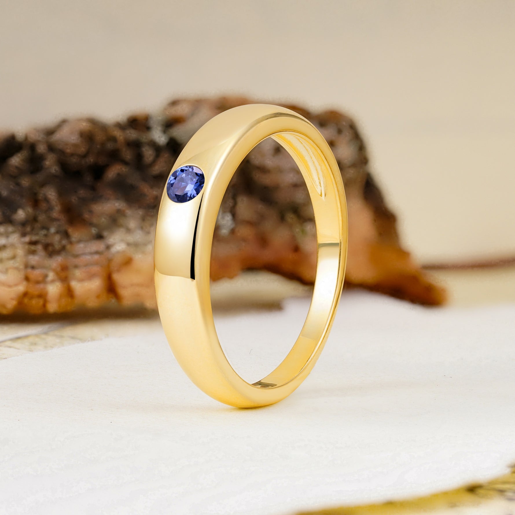 Classic Retro Embedded Round Cut Tanzanite Wedding Ring - Additional view