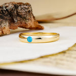 Classic Retro Embedded Round Cut Turquoise Wedding Ring - Additional view