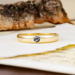 Classic Retro Embedded Round Cut Black Rutilated Quartz Wedding Ring - Additional view