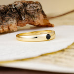 Classic Retro Embedded Round Cut Black Onyx Wedding Ring - Additional view