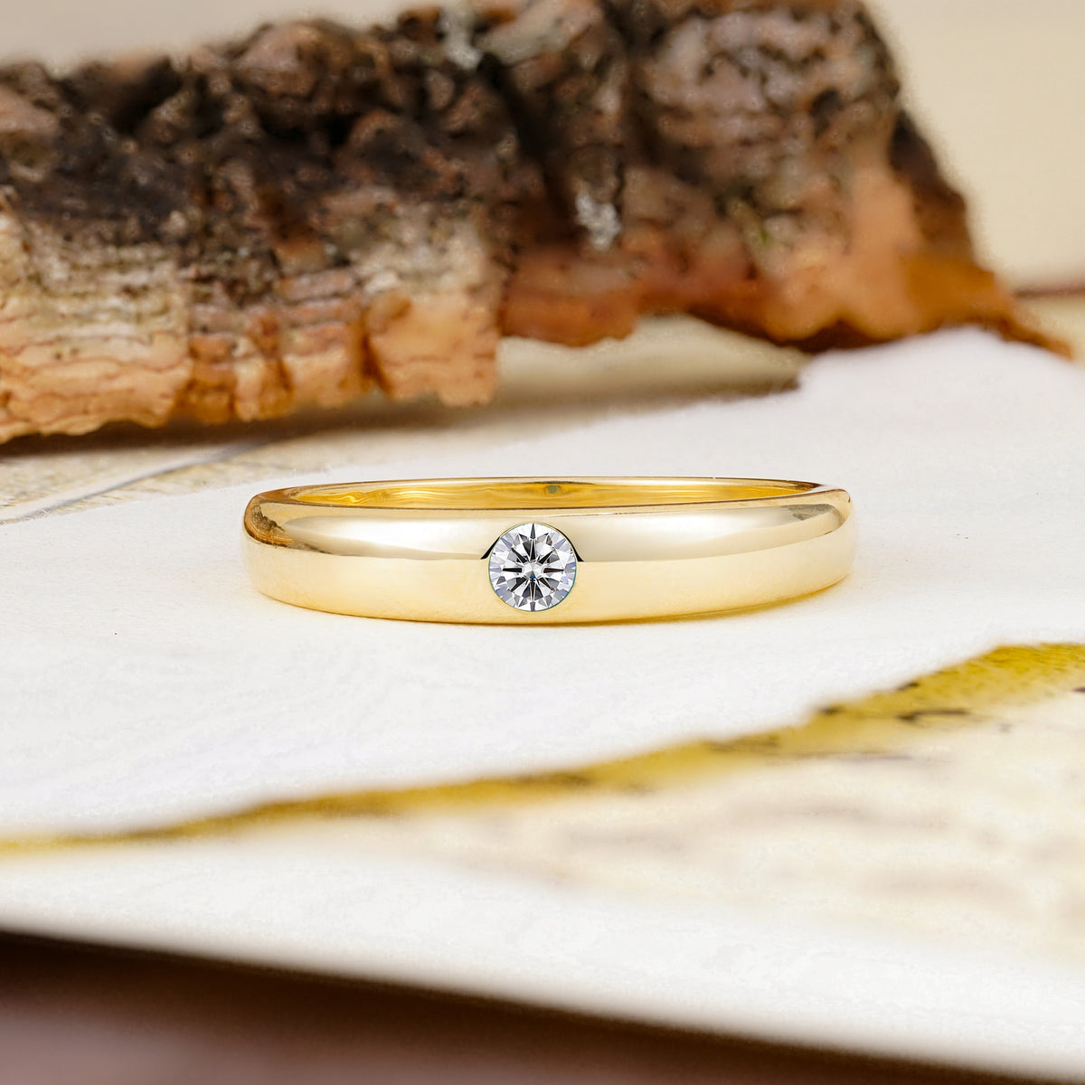 Classic Retro Embedded Round Cut Lab Diamond Wedding Ring - Additional view