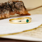 Classic Retro Embedded Round Cut Emerald Wedding Ring - Additional view