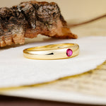 Classic Retro Embedded Round Cut Ruby Wedding Ring - Additional view