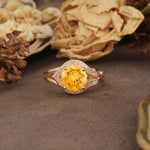 Unique, Luxurious, Twisted 4-Prong Round Cut Citrine Engagement Ring - Additional view