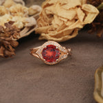 Unique, Luxurious, Twisted 4-Prong Round Cut Garnet Engagement Ring - Additional view