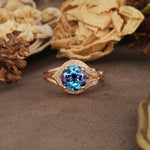 Unique, Luxurious, Twisted 4-Prong Round Cut Alexandrite Engagement Ring - Additional view
