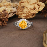 Unique, Luxurious, Twisted 4-Prong Round Cut Citrine Engagement Ring - Additional view