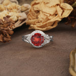 Unique, Luxurious, Twisted 4-Prong Round Cut Garnet Engagement Ring - Additional view