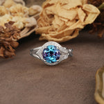 Unique, Luxurious, Twisted 4-Prong Round Cut Alexandrite Engagement Ring - Additional view