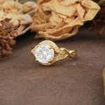 Unique, Luxurious, Twisted 4-Prong Round Cut Moissanite Engagement Ring - Additional view