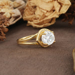 Unique, Luxurious, Twisted 4-Prong Round Cut Moissanite Engagement Ring - Additional view
