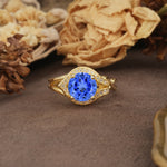 Unique, Luxurious, Twisted 4-Prong Round Cut Sapphire Engagement Ring - Additional view