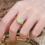 Unique, Luxurious, Twisted 4-Prong Round Cut Fire Opal Engagement Ring - Additional view