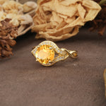 Unique, Luxurious, Twisted 4-Prong Round Cut Citrine Engagement Ring - Additional view