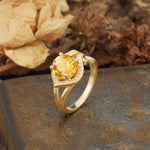 Unique, Luxurious, Twisted 4-Prong Round Cut Citrine Engagement Ring - Additional view