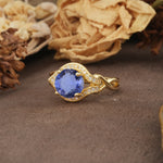 Unique, Luxurious, Twisted 4-Prong Round Cut Tanzanite Engagement Ring - Additional view