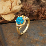 Unique, Luxurious, Twisted 4-Prong Round Cut Turquoise Engagement Ring - Additional view