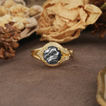 Unique, Luxurious, Twisted 4-Prong Round Cut Black Rutilated Quartz Engagement Ring - Additional view