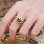 Unique, Luxurious, Twisted 4-Prong Round Cut Black Rutilated Quartz Engagement Ring - Additional view