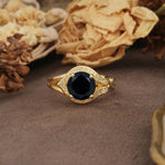 Unique, Luxurious, Twisted 4-Prong Round Cut Black Onyx Engagement Ring - Additional view
