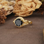 Unique, Luxurious, Twisted 4-Prong Round Cut Black Onyx Engagement Ring - Additional view