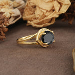 Unique, Luxurious, Twisted 4-Prong Round Cut Black Onyx Engagement Ring - Additional view