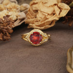 Unique, Luxurious, Twisted 4-Prong Round Cut Garnet Engagement Ring - Additional view