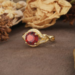 Unique, Luxurious, Twisted 4-Prong Round Cut Garnet Engagement Ring - Additional view