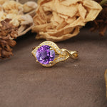 Unique, Luxurious, Twisted 4-Prong Round Cut Amethyst Engagement Ring - Additional view