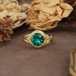 Unique, Luxurious, Twisted 4-Prong Round Cut Emerald Engagement Ring - Additional view