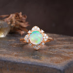 Nature-Inspired Petal-Shaped 4-Prong Round Cut Fire Opal Engagement Ring - Additional view