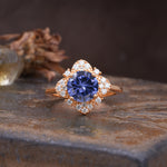 Nature-Inspired Petal-Shaped 4-Prong Round Cut Tanzanite Engagement Ring - Additional view