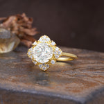 Nature-Inspired Petal-Shaped 4-Prong Round Cut Moissanite Engagement Ring - Additional view