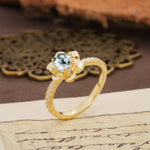 Nature-Inspired Unique Floral Design 6-Prong Round Cut Moss Agate Engagement Ring - Additional view