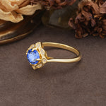 Nature-Inspired Unique Floral-Shaped 4-Prong Round-Cut Sapphire Engagement Ring - Additional view