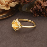 Nature-Inspired Unique Floral-Shaped 4-Prong Round-Cut Citrine Engagement Ring - Additional view