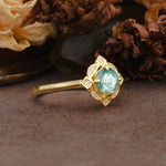 Nature-Inspired Unique Floral-Shaped 4-Prong Round-Cut Moss Agate Engagement Ring - Additional view