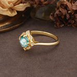 Nature-Inspired Unique Floral-Shaped 4-Prong Round-Cut Moss Agate Engagement Ring - Additional view