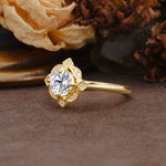 Nature-Inspired Unique Floral-Shaped 4-Prong Round-Cut Lab Diamond Engagement Ring - Additional view