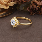Nature-Inspired Unique Floral-Shaped 4-Prong Round-Cut Lab Diamond Engagement Ring - Additional view