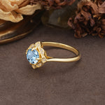 Nature-Inspired Unique Floral-Shaped 4-Prong Round-Cut Aquamarine Engagement Ring - Additional view