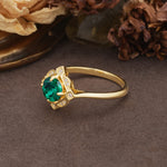 Nature-Inspired Unique Floral-Shaped 4-Prong Round-Cut Emerald Engagement Ring - Additional view