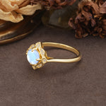 Nature-Inspired Unique Floral-Shaped 4-Prong Round-Cut Moonstone Engagement Ring - Additional view