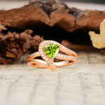 Unique Twisted and Entwined 3-Prong, Heart-Shaped Cut Peridot Engagement Ring - Additional view