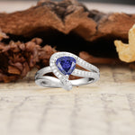 Unique Twisted and Entwined 3-Prong, Heart-Shaped Cut Tanzanite Engagement Ring - Additional view