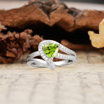 Unique Twisted and Entwined 3-Prong, Heart-Shaped Cut Peridot Engagement Ring - Additional view
