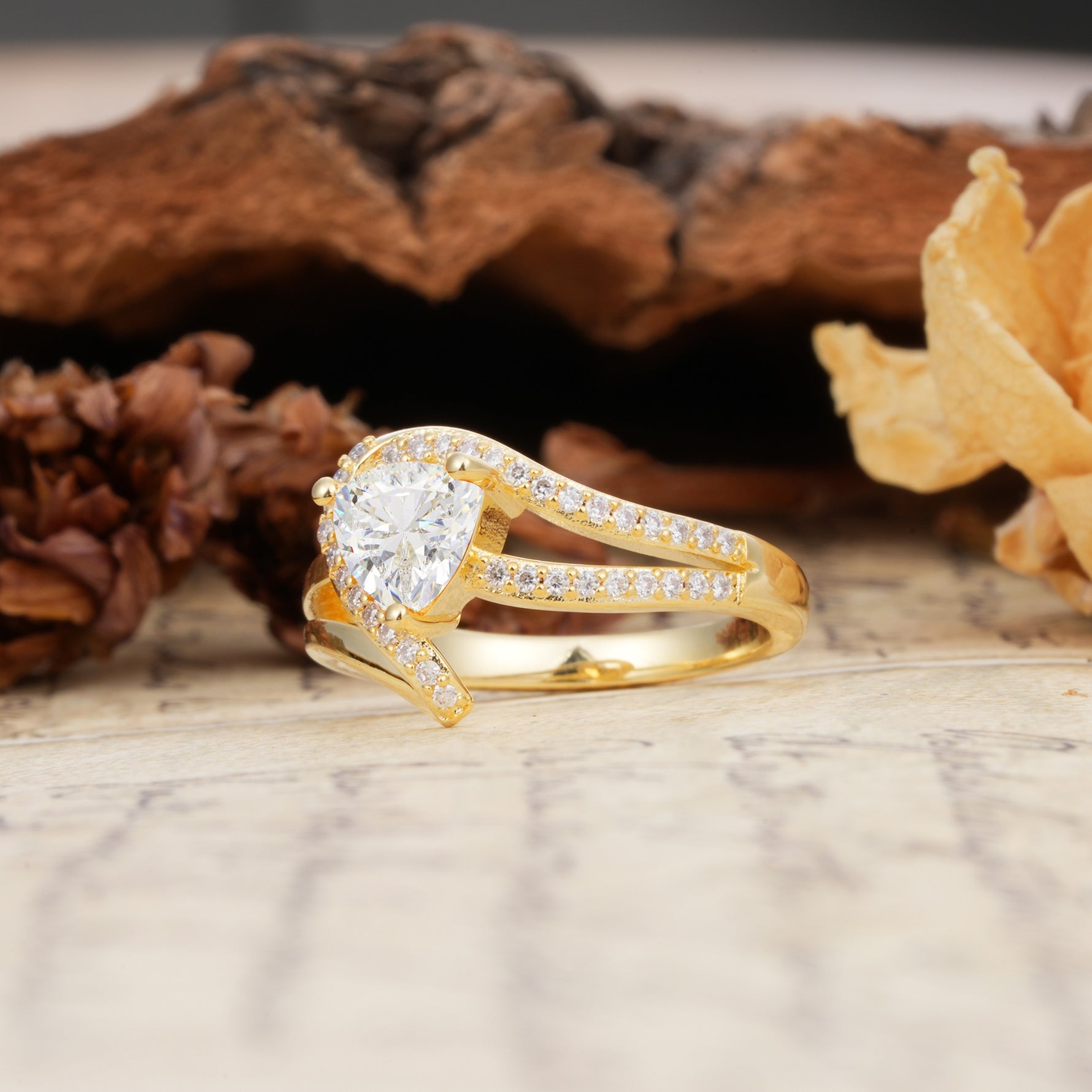 Unique Twisted and Entwined 3-Prong, Heart-Shaped Cut Moissanite Engagement Ring - Additional view