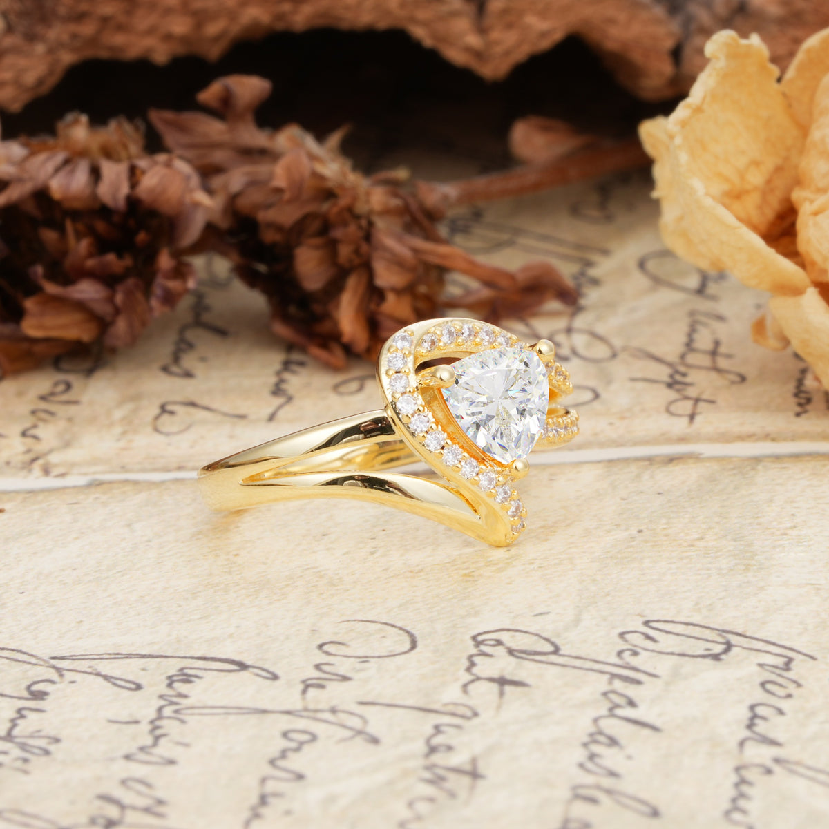 Unique Twisted and Entwined 3-Prong, Heart-Shaped Cut Moissanite Engagement Ring - Additional view