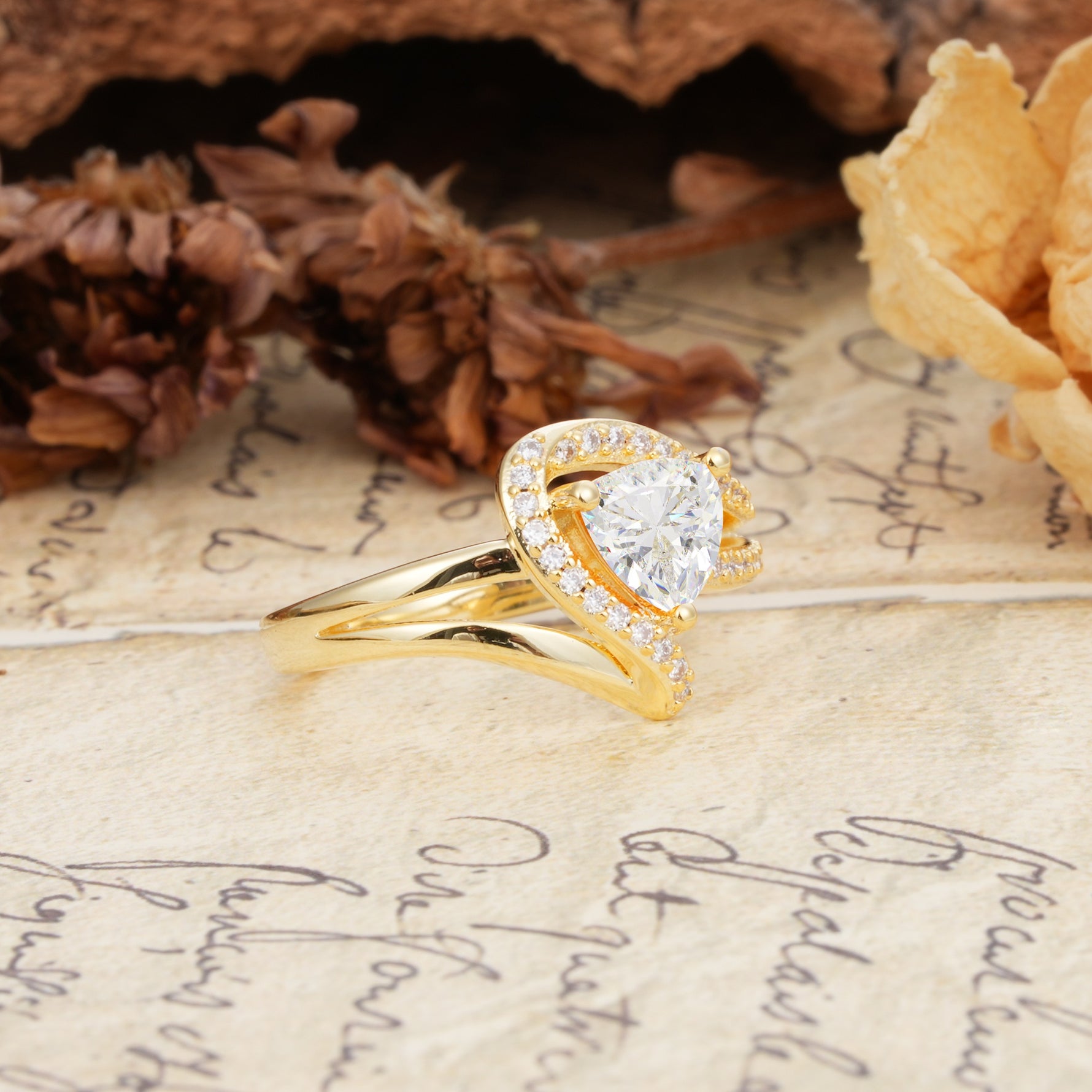 Unique Twisted and Entwined 3-Prong, Heart-Shaped Cut Moissanite Engagement Ring - Additional view